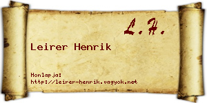 Leirer Henrik névjegykártya